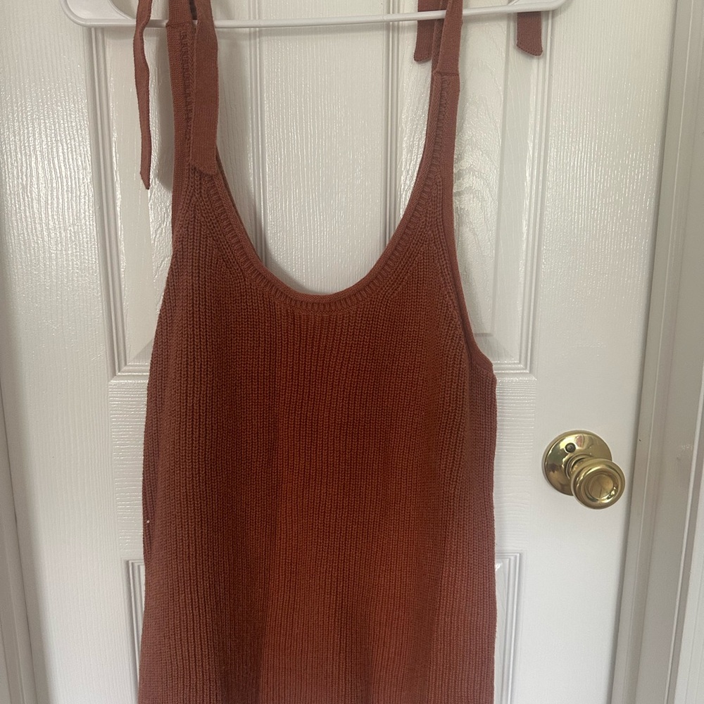 GAP Brown Ribbed Tie Front Tank Top